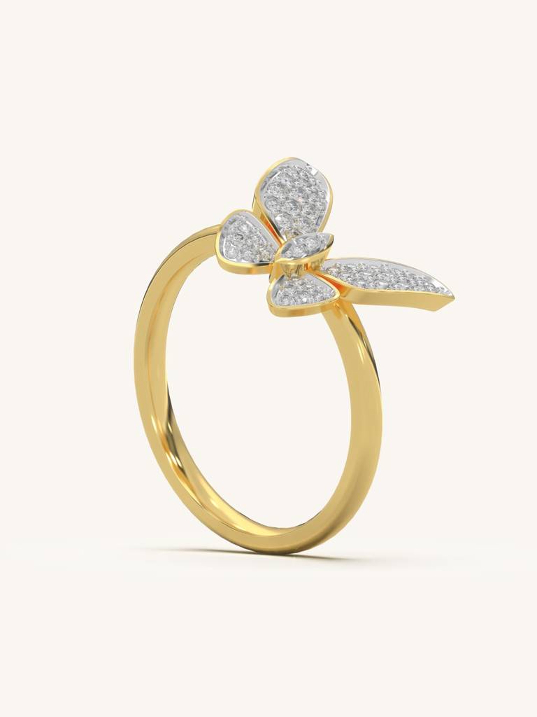 Classic Butterfly Band Ring 925 Sterling Silver 18Kt Gold Vermeil Jewellery For Women : QA115006Y14