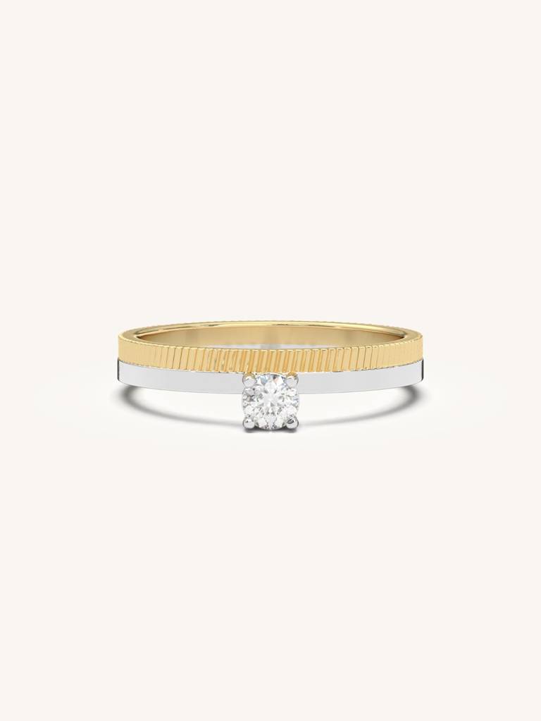 Round Brilliant Band Ring 925 Sterling Silver 18Kt Gold Vermeil Jewellery For Women : QA117003Y12