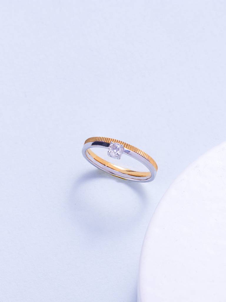 Round Brilliant Band Ring 925 Sterling Silver 18Kt Gold Vermeil Jewellery For Women : QA117003Y13