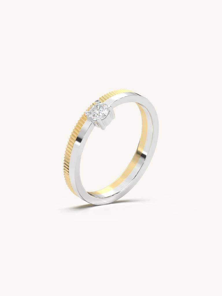 Round Brilliant Band Ring 925 Sterling Silver 18Kt Gold Vermeil Jewellery For Women : QA117003Y14