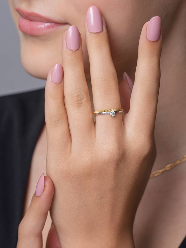 Round Brilliant Band Ring 925 Sterling Silver 18Kt Gold Vermeil Jewellery For Women : QA117003Y16