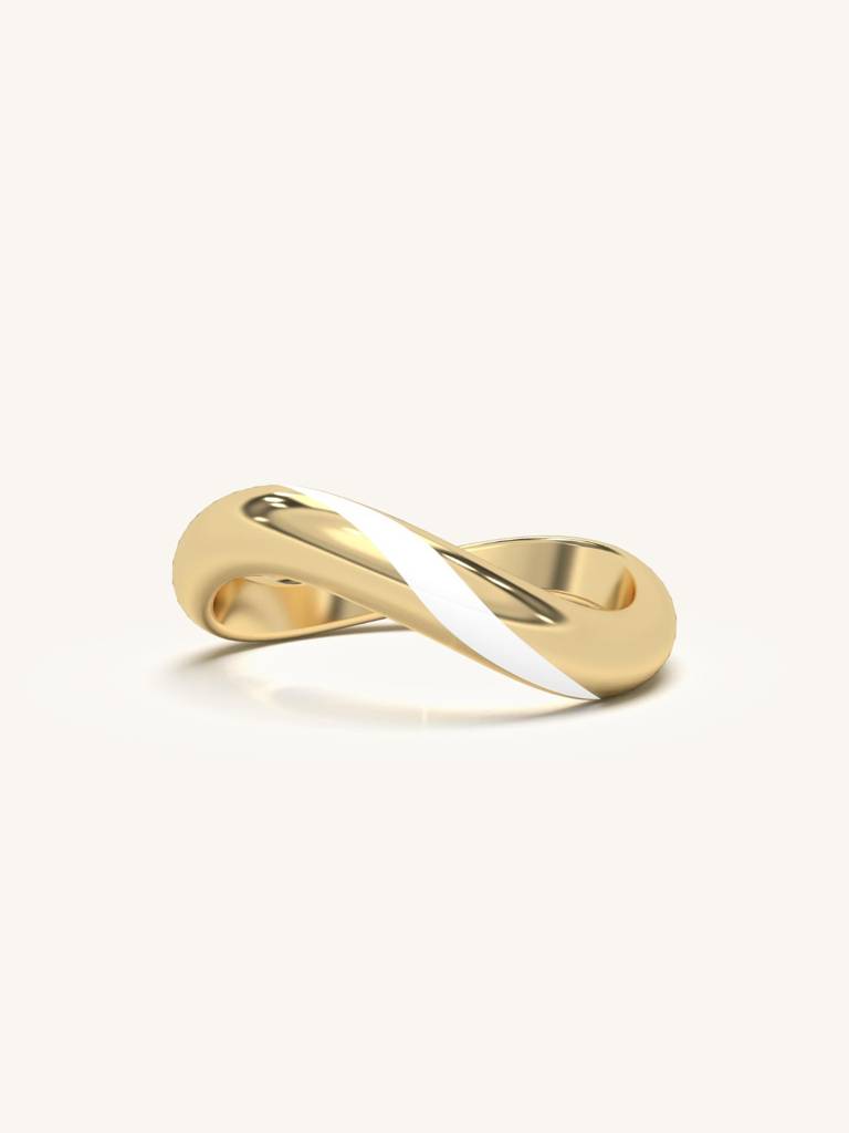Ceramic Edge Band Ring 925 Sterling Silver 18Kt Gold Vermeil Jewellery For Women : QA122010Y15