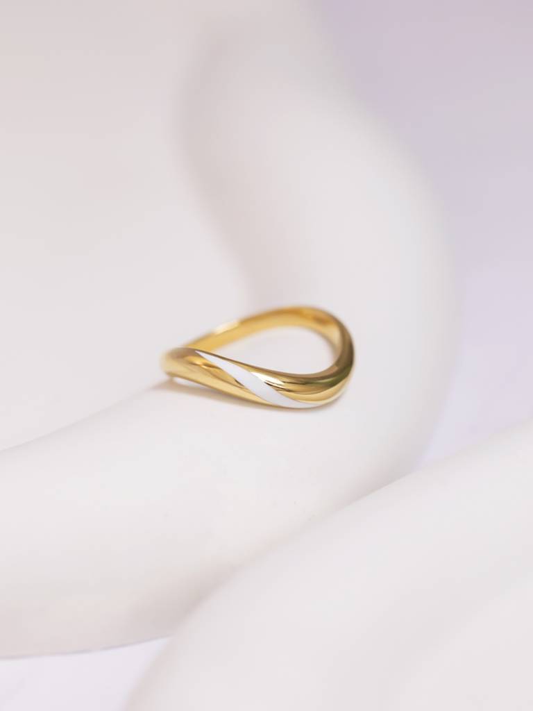 Ceramic Edge Band Ring 925 Sterling Silver 18Kt Gold Vermeil Jewellery For Women : QA122010Y16