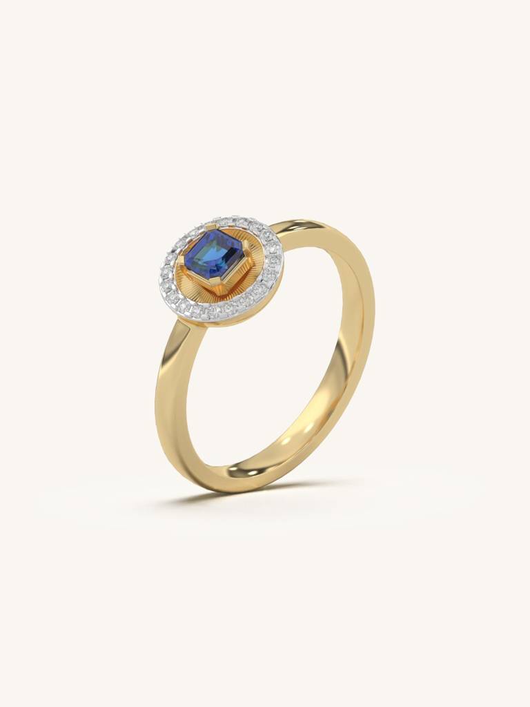 Sunburst Halo Band Ring 925 Sterling Silver 18Kt Gold Vermeil Jewellery For Women : QA123005Y13