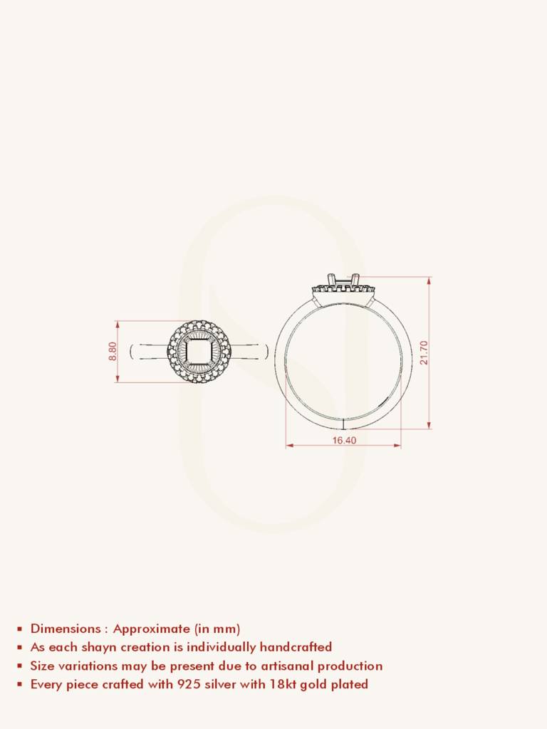 Sunburst Halo Band Ring 925 Sterling Silver 18Kt Gold Vermeil Jewellery For Women : QA123005Y14