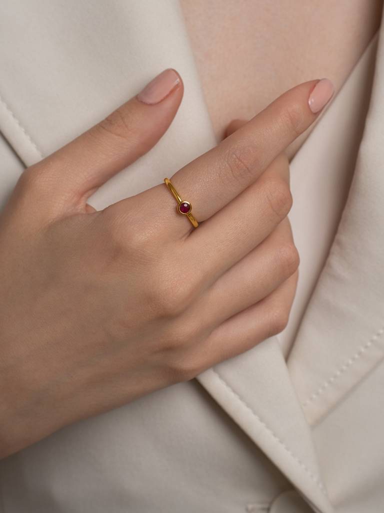 Petite Ruby Band Ring 925 Sterling Silver 18Kt Gold Vermeil Jewellery For Women : QA123007Y13