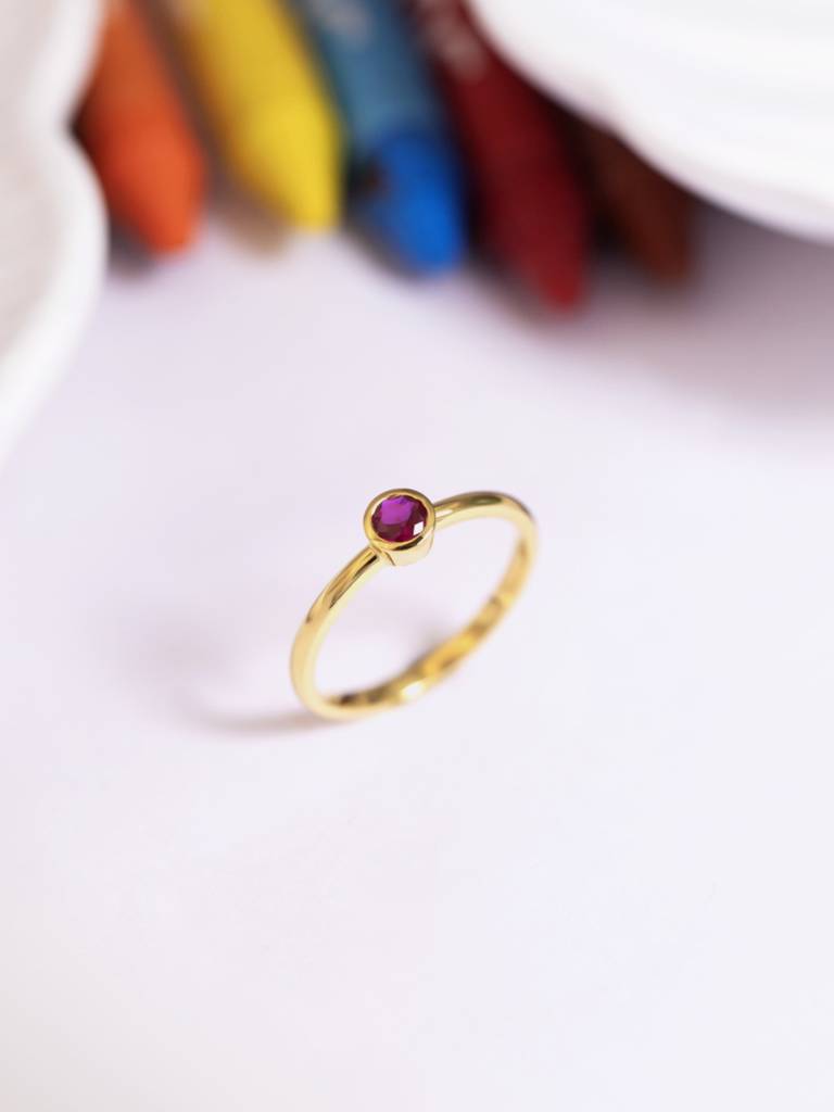 Petite Ruby Band Ring 925 Sterling Silver 18Kt Gold Vermeil Jewellery For Women : QA123007Y15