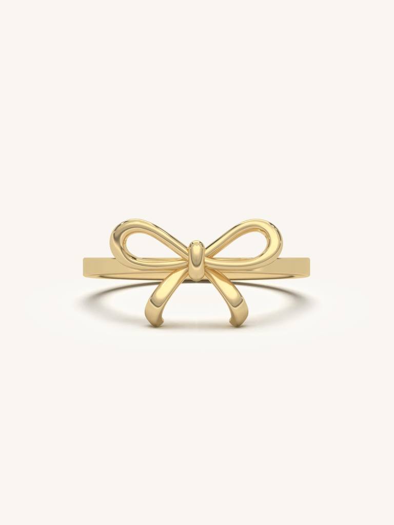 Petite Ribbon Band Ring 925 Sterling Silver 18Kt Gold Vermeil Jewellery For Women : QA125004Y15