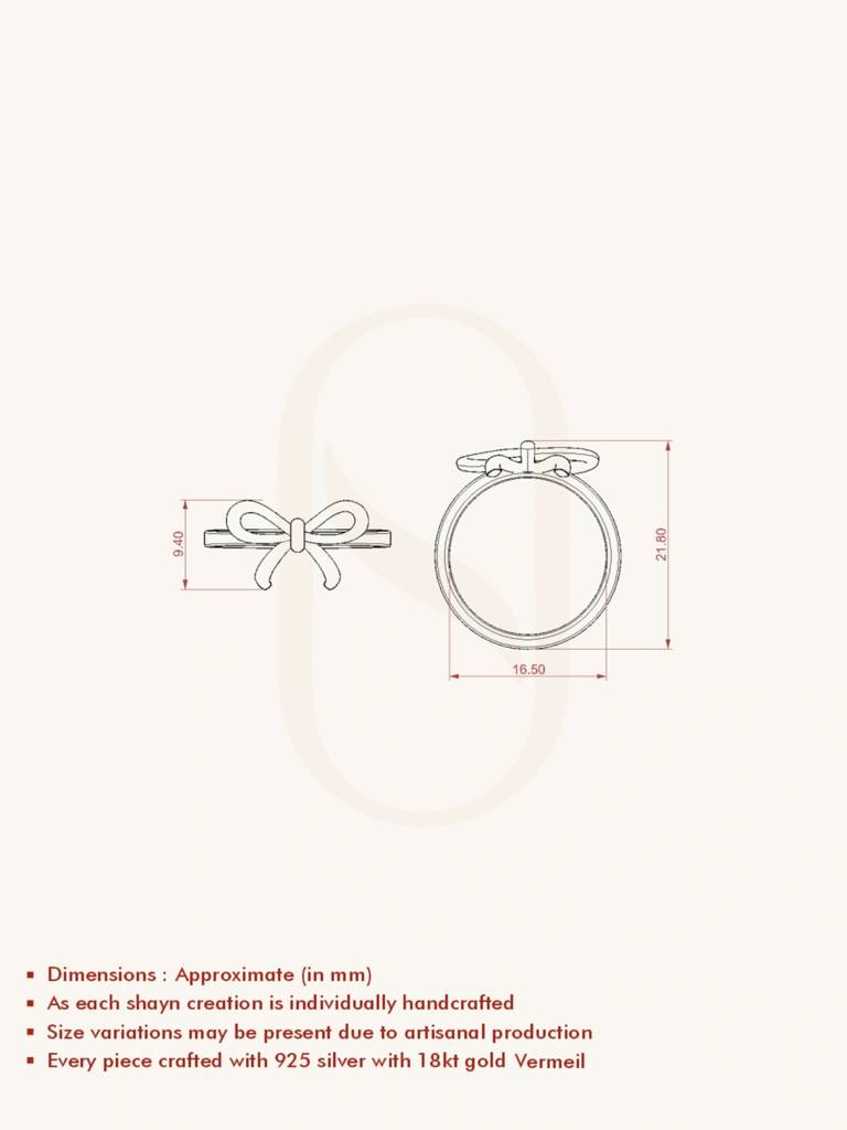 Petite Ribbon Band Ring 925 Sterling Silver 18Kt Gold Vermeil Jewellery For Women : QA125004Y15