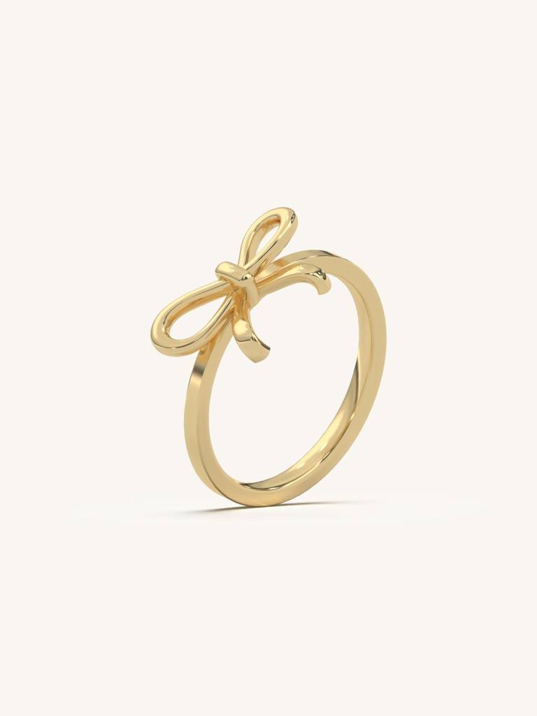 Petite Ribbon Band Ring 925 Sterling Silver 18Kt Gold Vermeil Jewellery For Women : QA125004Y16