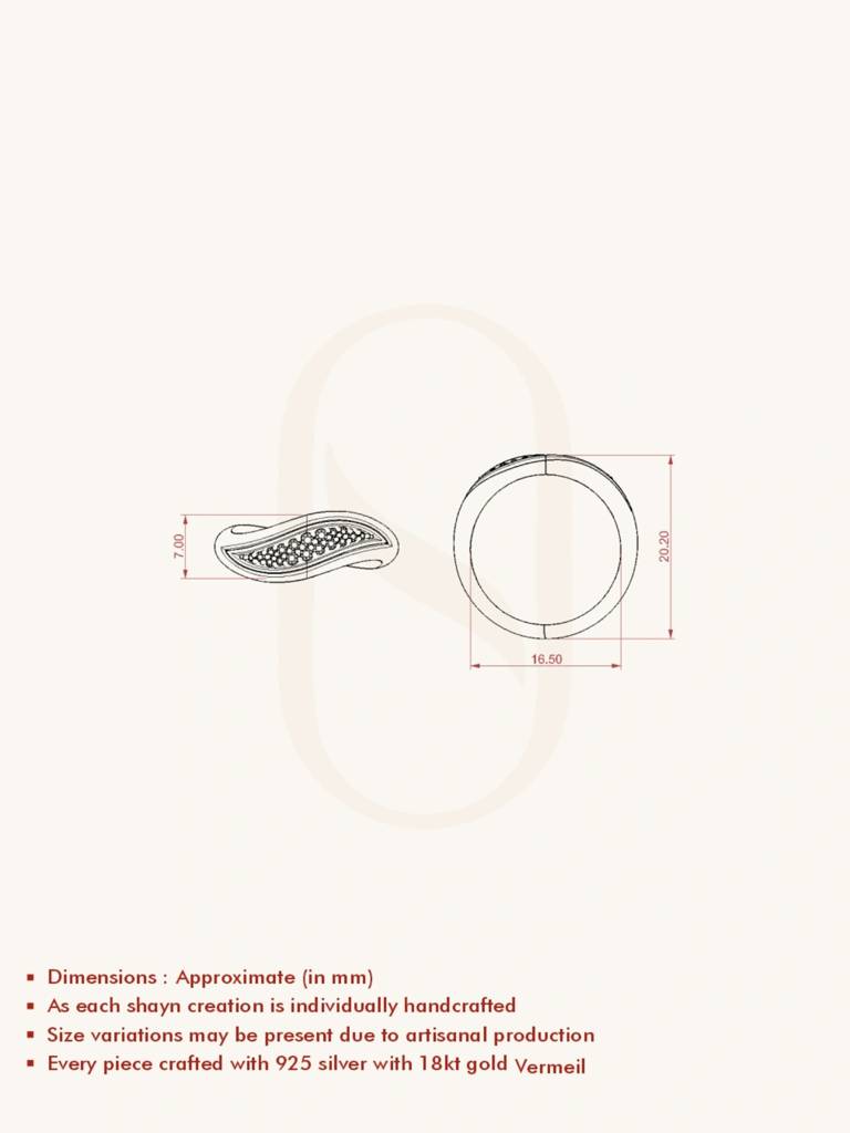 Petal Touch Band Ring 925 Sterling Silver 18Kt Gold Vermeil Jewellery For Women : QA127003Y13