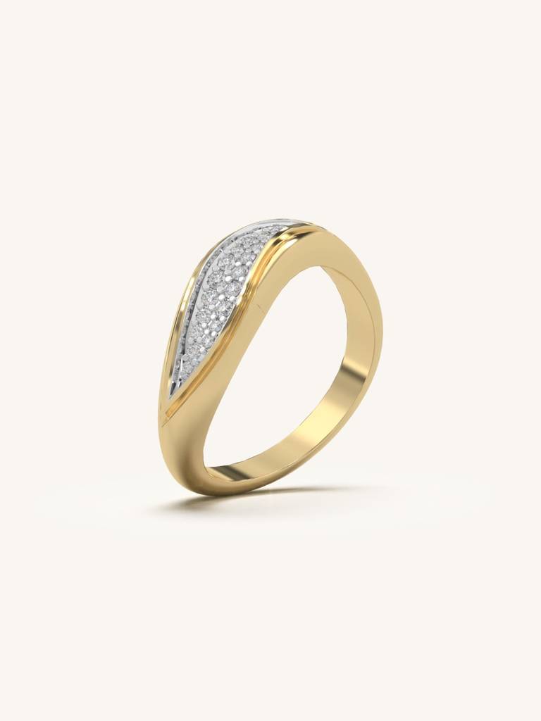 Petal Touch Band Ring 925 Sterling Silver 18Kt Gold Vermeil Jewellery For Women : QA127003Y15