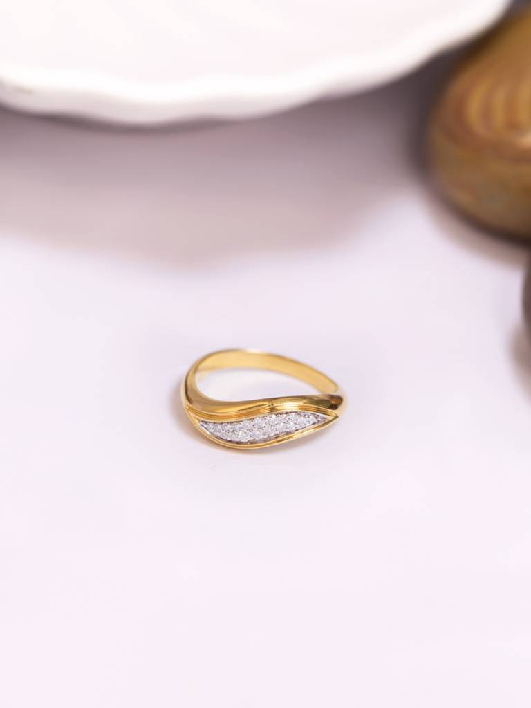 Petal Touch Band Ring 925 Sterling Silver 18Kt Gold Vermeil Jewellery For Women : QA127003Y16