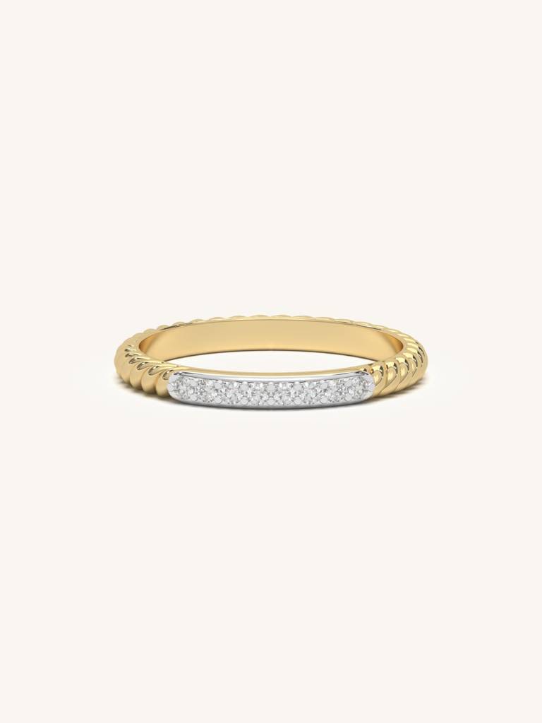 Diamond Slim Band Ring 925 Sterling Silver 18Kt Gold Vermeil Jewellery For Women : QA132006Y13