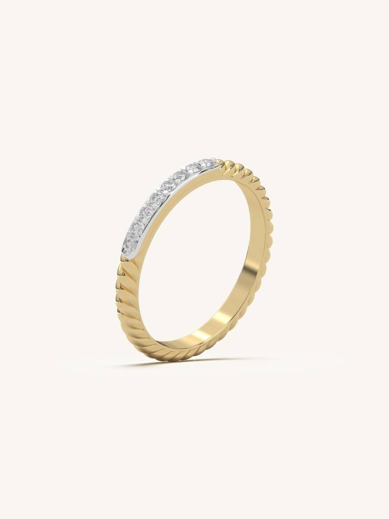 Diamond Slim Band Ring 925 Sterling Silver 18Kt Gold Vermeil Jewellery For Women : QA132006Y13