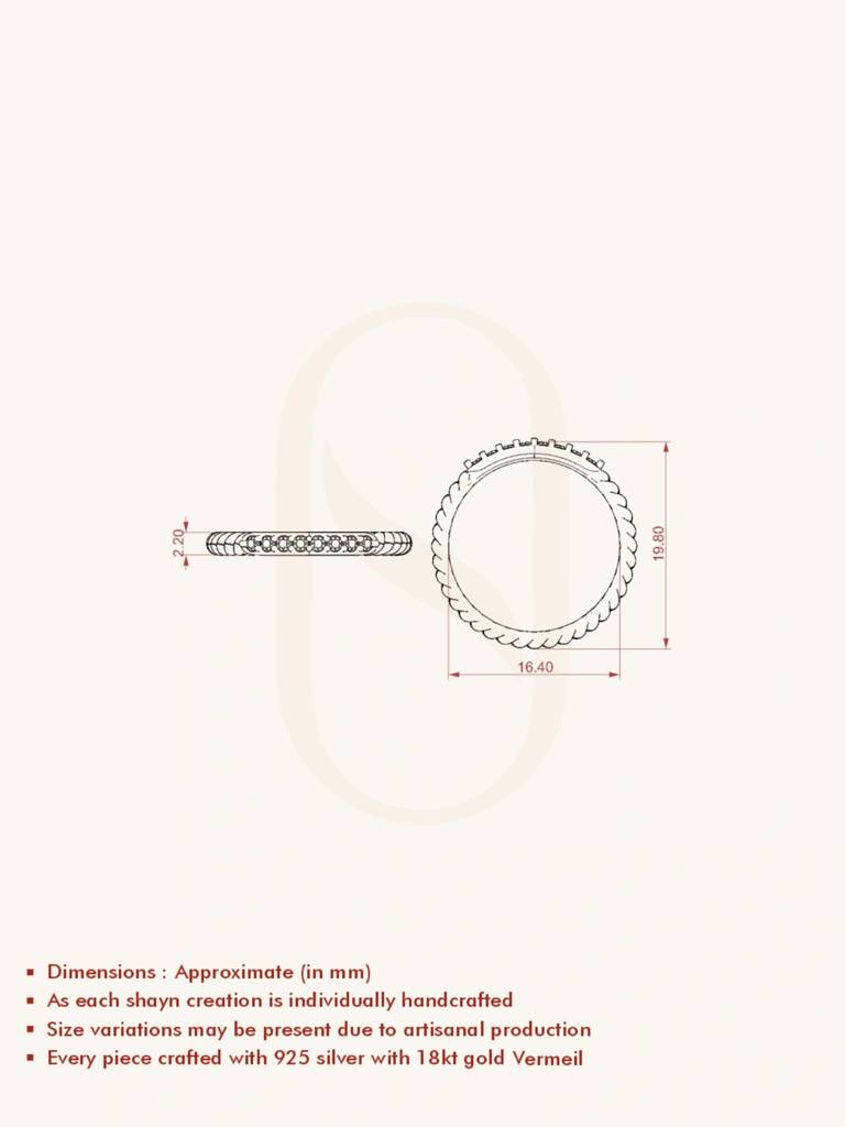 Diamond Slim Band Ring 925 Sterling Silver 18Kt Gold Vermeil Jewellery For Women : QA132006Y14