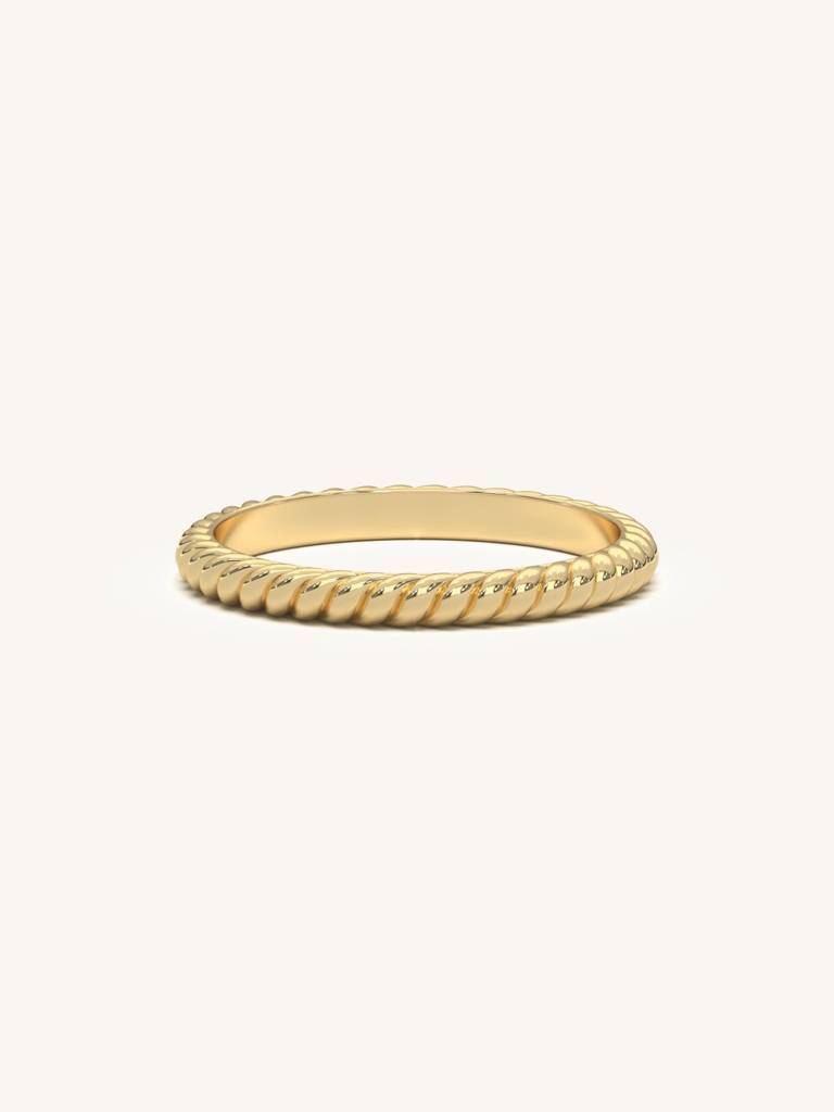 Fine Twist Band Ring 925 Sterling Silver 18Kt Gold Vermeil Jewellery For Women : QA132007Y13