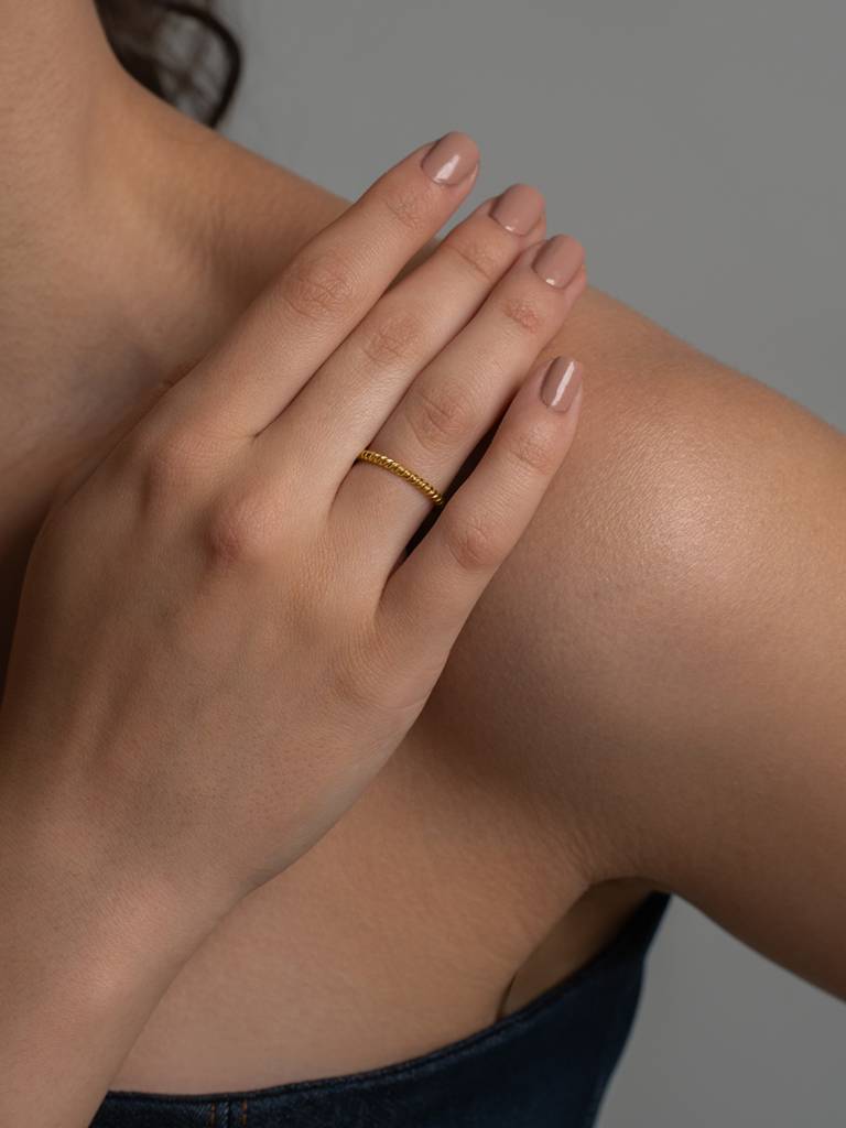 Fine Twist Band Ring 925 Sterling Silver 18Kt Gold Vermeil Jewellery For Women : QA132007Y13