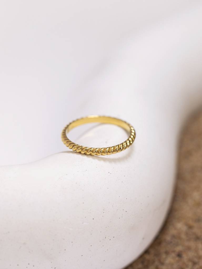 Fine Twist Band Ring 925 Sterling Silver 18Kt Gold Vermeil Jewellery For Women : QA132007Y14