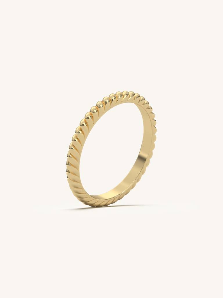 Fine Twist Band Ring 925 Sterling Silver 18Kt Gold Vermeil Jewellery For Women : QA132007Y14