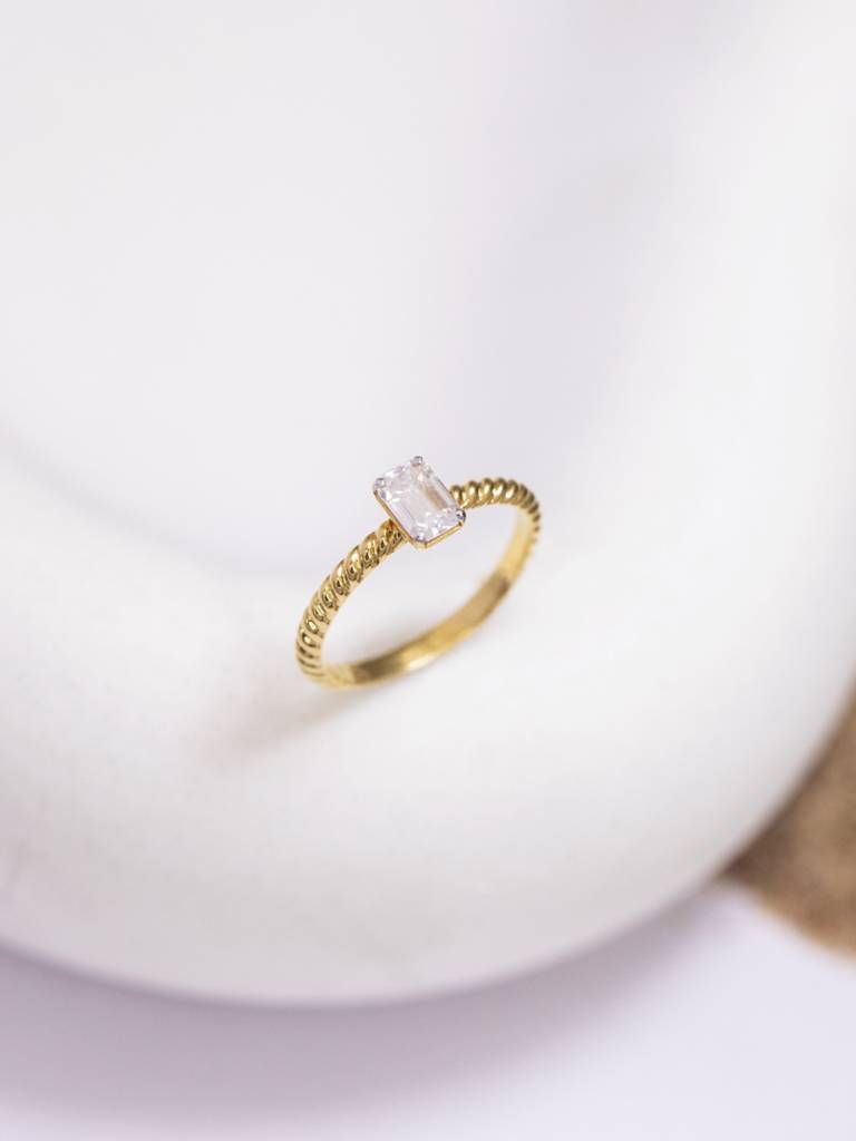 Emerald Cut Band Ring 925 Sterling Silver 18Kt Gold Vermeil Jewellery For Women : QA132008Y13