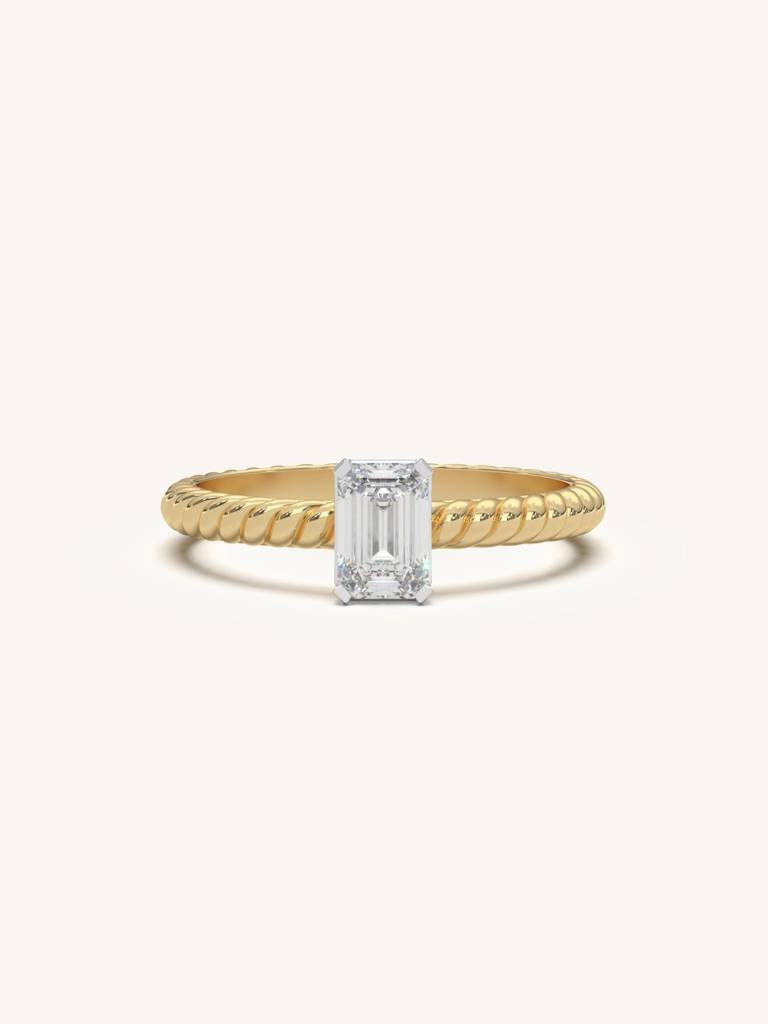 Emerald Cut Band Ring 925 Sterling Silver 18Kt Gold Vermeil Jewellery For Women : QA132008Y13