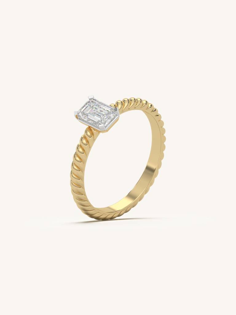 Emerald Cut Band Ring 925 Sterling Silver 18Kt Gold Vermeil Jewellery For Women : QA132008Y14