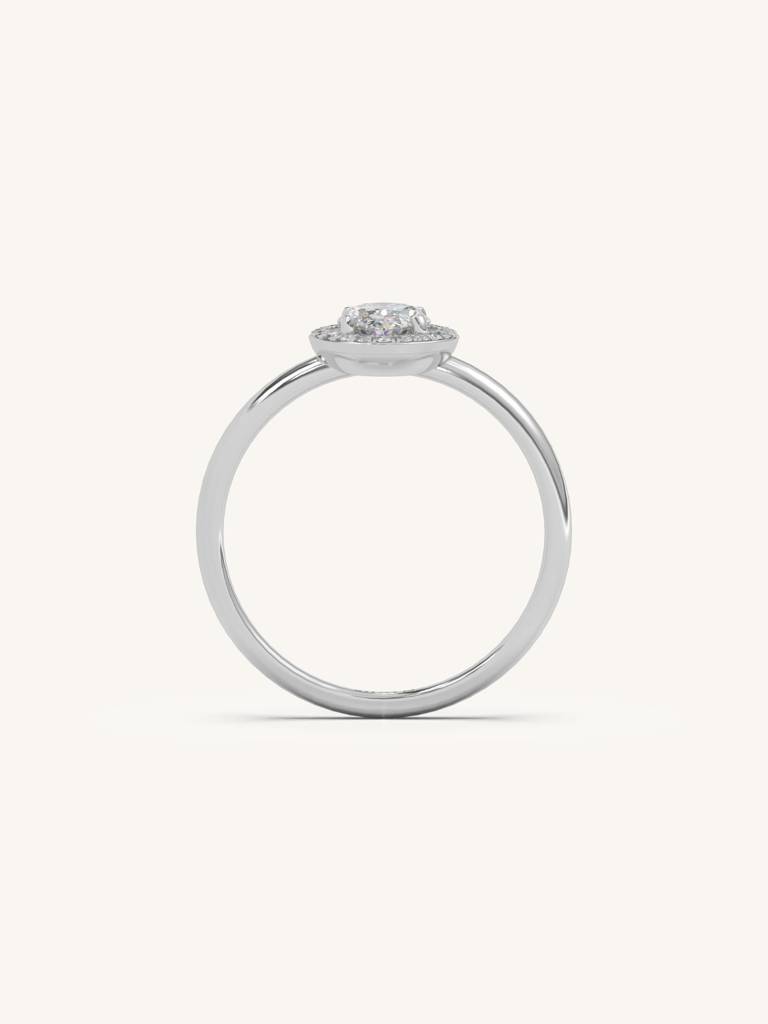 Oval Halo Solitaire Band Ring 925 Sterling Silver 18Kt Gold Vermeil Jewellery For Women : QA137009W12