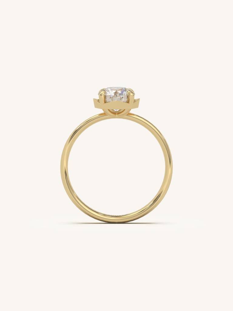 Round Modern Solitaire Band Ring 925 Sterling Silver 18Kt Gold Vermeil Jewellery For Women : QA137011W12