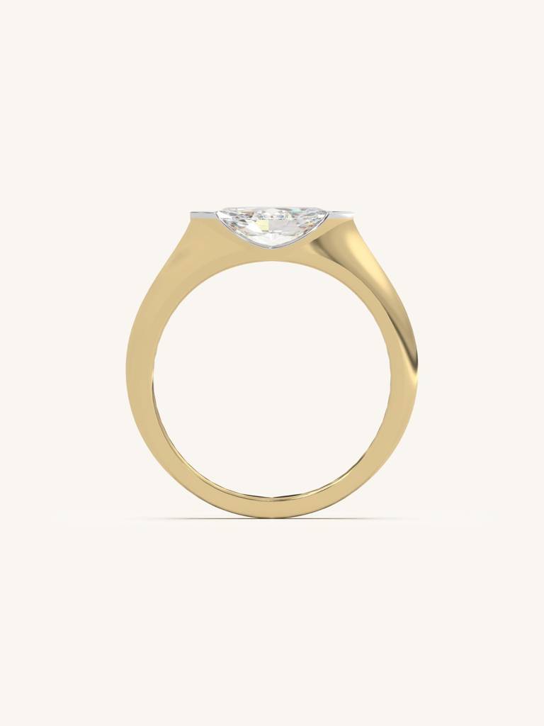 Marquise Modern Solitaire Band Ring 925 Sterling Silver 18Kt Gold Vermeil Jewellery For Women : QA137015W12