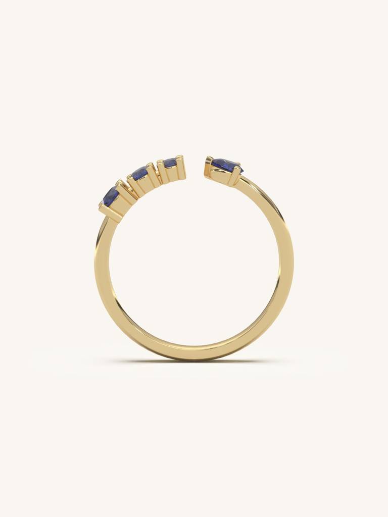 Blue Split Shank Band Ring 925 Sterling Silver 18Kt Gold Vermeil Jewellery For Women : QA139007Y13