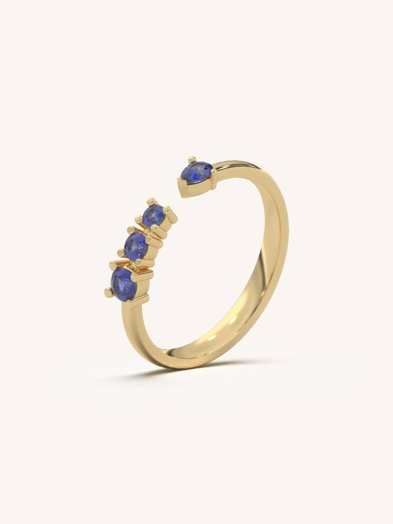 Blue Split Shank Band Ring 925 Sterling Silver 18Kt Gold Vermeil Jewellery For Women : QA139007Y15