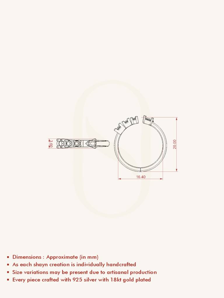 Blue Split Shank Band Ring 925 Sterling Silver 18Kt Gold Vermeil Jewellery For Women : QA139007Y16