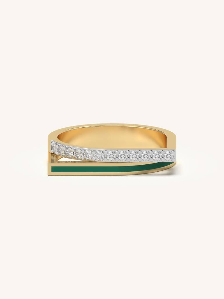 Diamond Wave Band Ring 925 Sterling Silver 18Kt Gold Vermeil Jewellery For Women : QA141005Y14