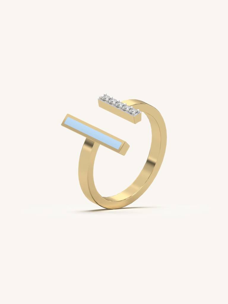 Split Duo Bar Band Ring 925 Sterling Silver 18Kt Gold Vermeil Jewellery For Women : QA141010Y15