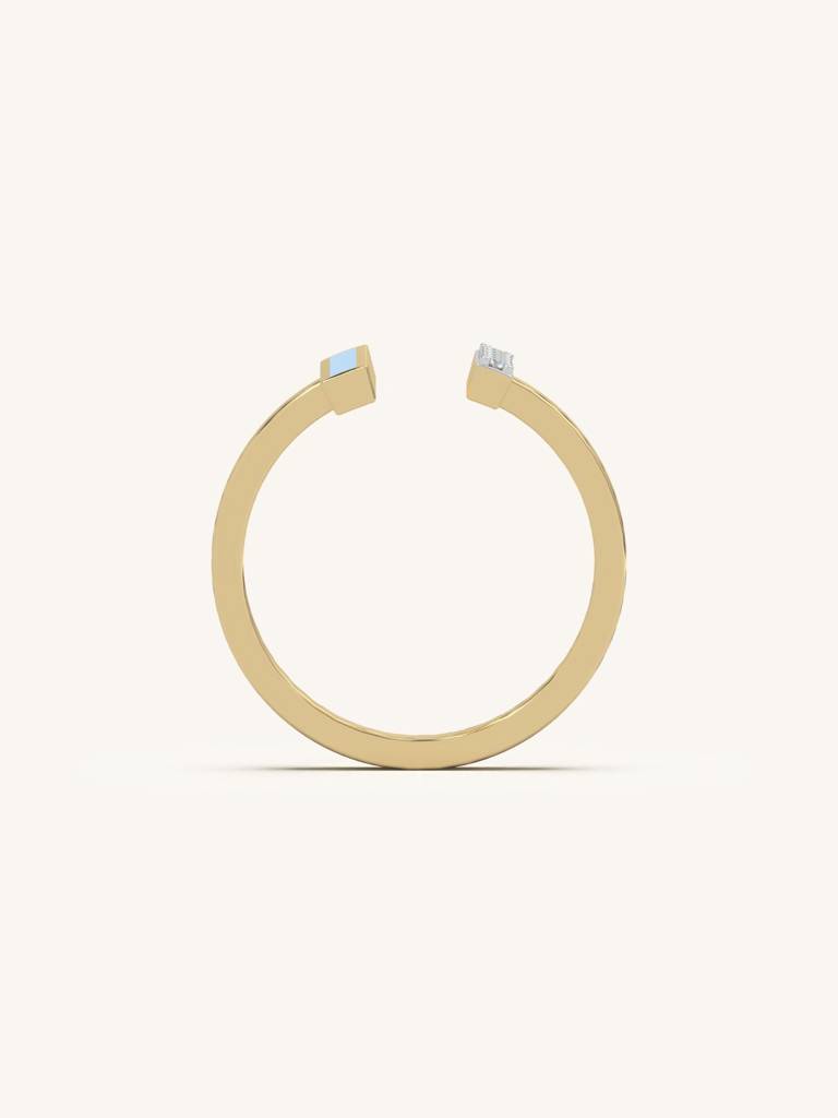 Split Duo Bar Band Ring 925 Sterling Silver 18Kt Gold Vermeil Jewellery For Women : QA141010Y15