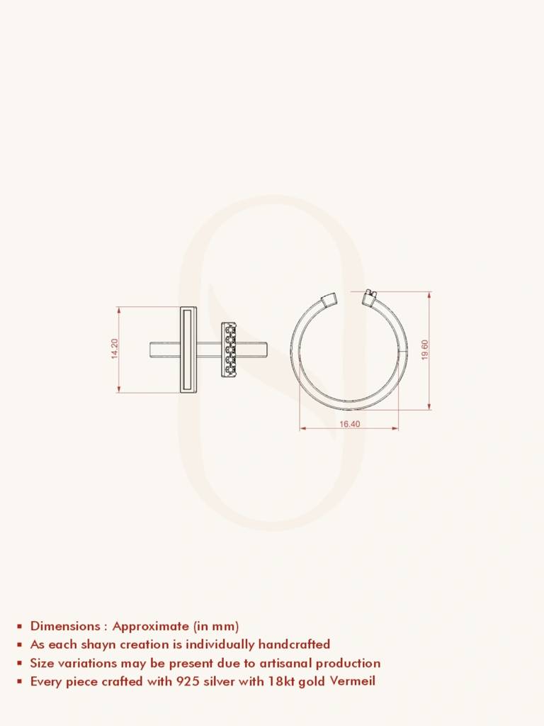 Split Duo Bar Band Ring 925 Sterling Silver 18Kt Gold Vermeil Jewellery For Women : QA141010Y16