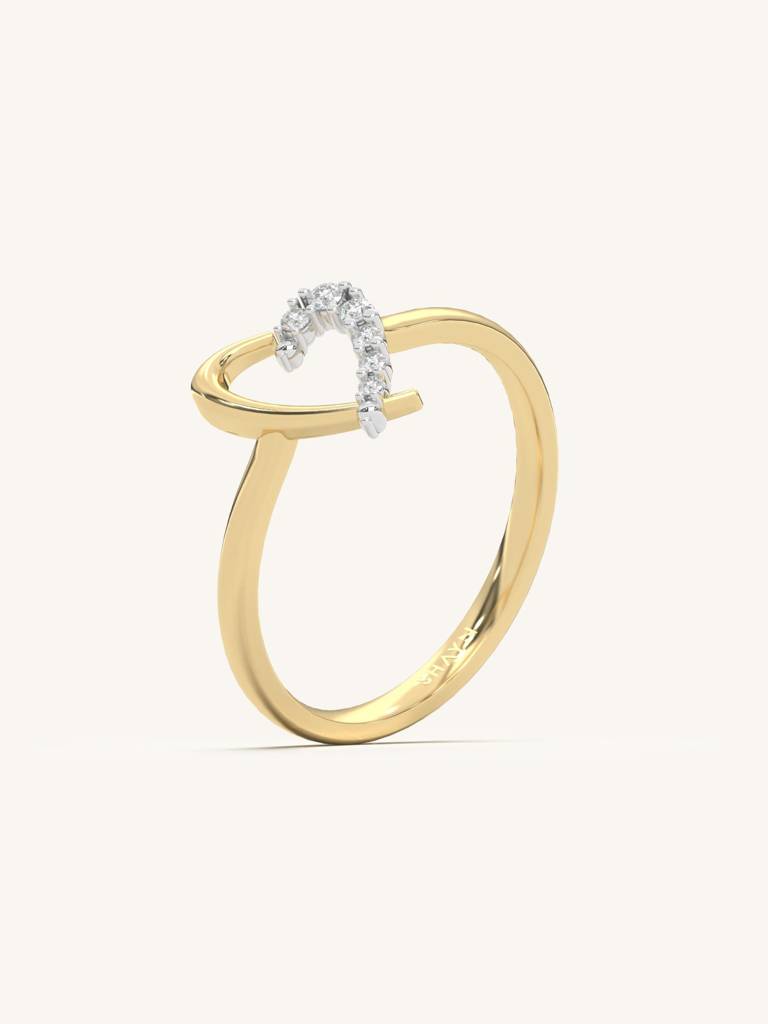 Half Heart Band Ring 925 Sterling Silver 18Kt Gold Vermeil Jewellery For Women : QA149001Y12