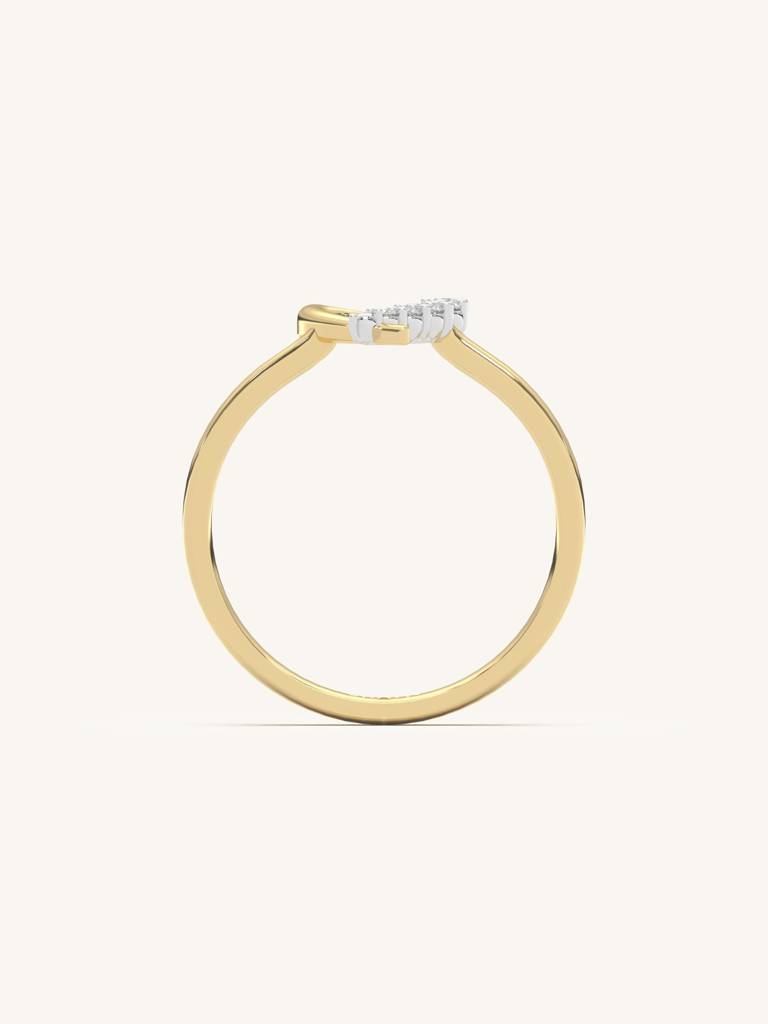 Half Heart Band Ring 925 Sterling Silver 18Kt Gold Vermeil Jewellery For Women : QA149001Y14