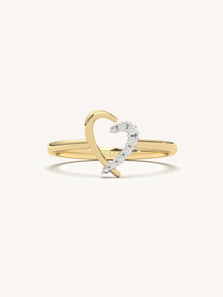 Half Heart Band Ring 925 Sterling Silver 18Kt Gold Vermeil Jewellery For Women : QA149001Y15