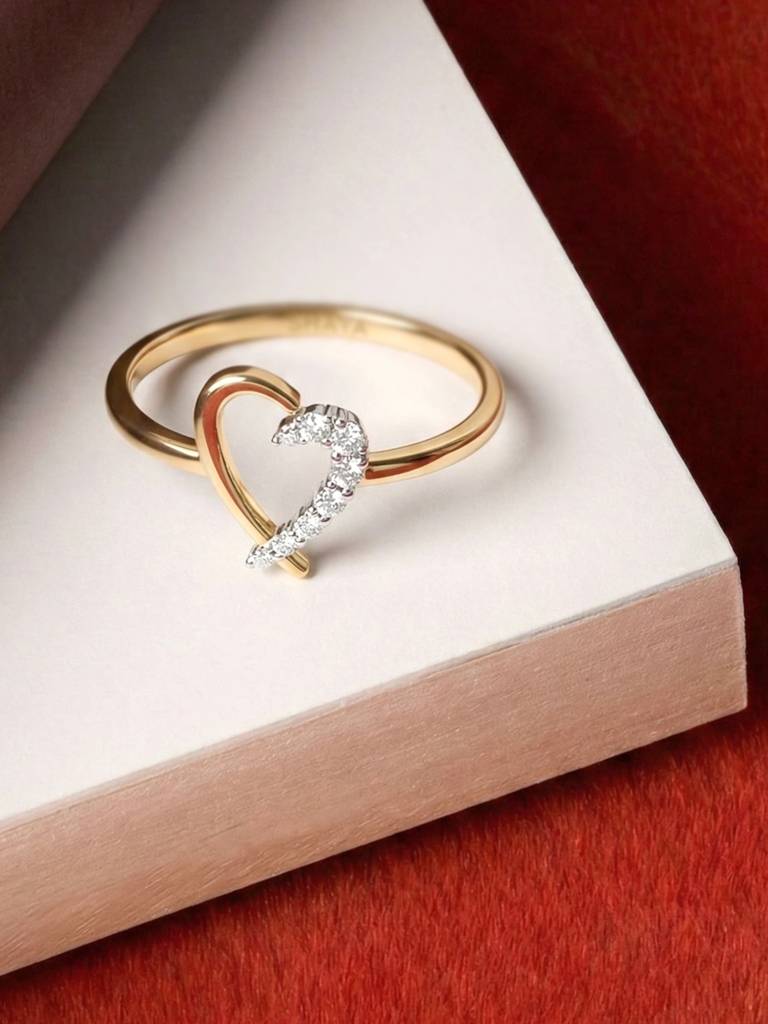 Half Heart Band Ring 925 Sterling Silver 18Kt Gold Vermeil Jewellery For Women : QA149001Y16