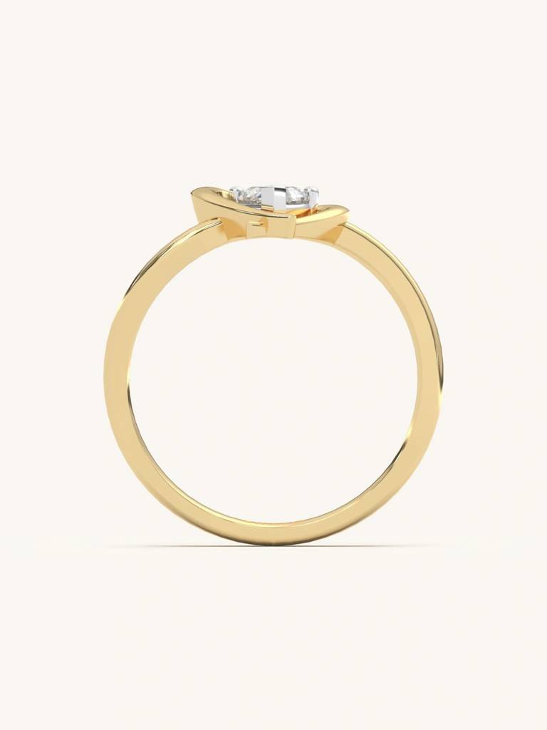 Heart Center Band Ring 925 Sterling Silver 18Kt Gold Vermeil Jewellery For Women : QA149003Y13