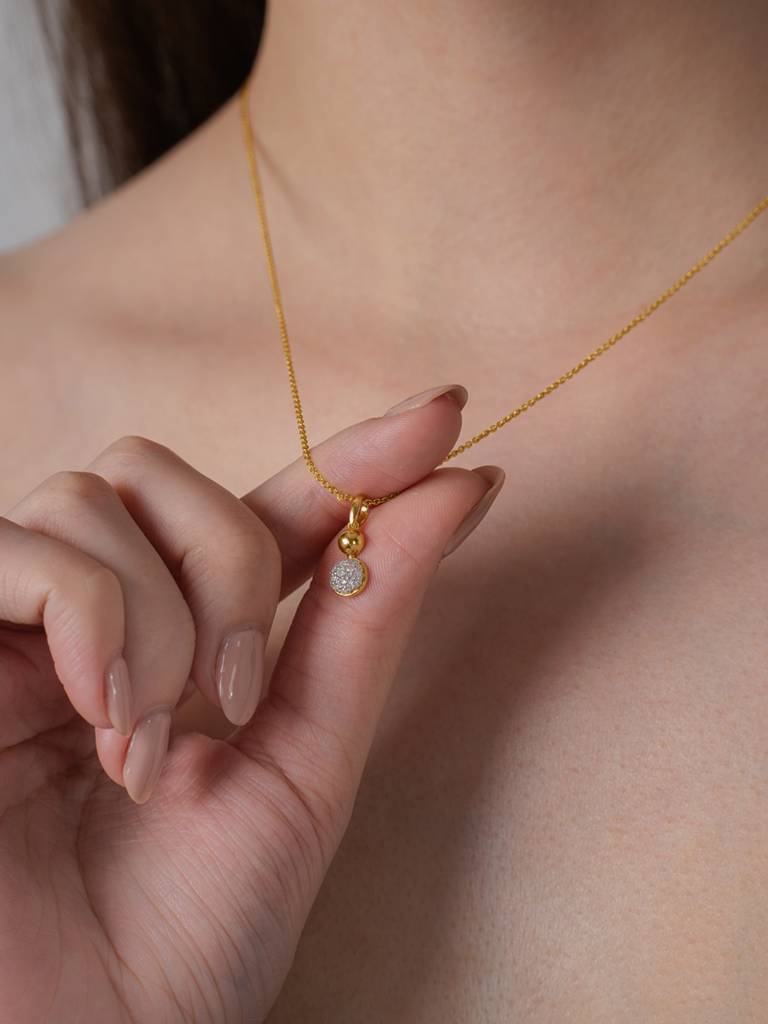Beaded Drop Pendant 925 Sterling Silver 18Kt Gold Vermeil Jewellery For Women : QC114001_Y