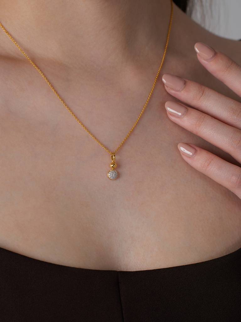 Beaded Drop Pendant 925 Sterling Silver 18Kt Gold Vermeil Jewellery For Women : QC114001_Y