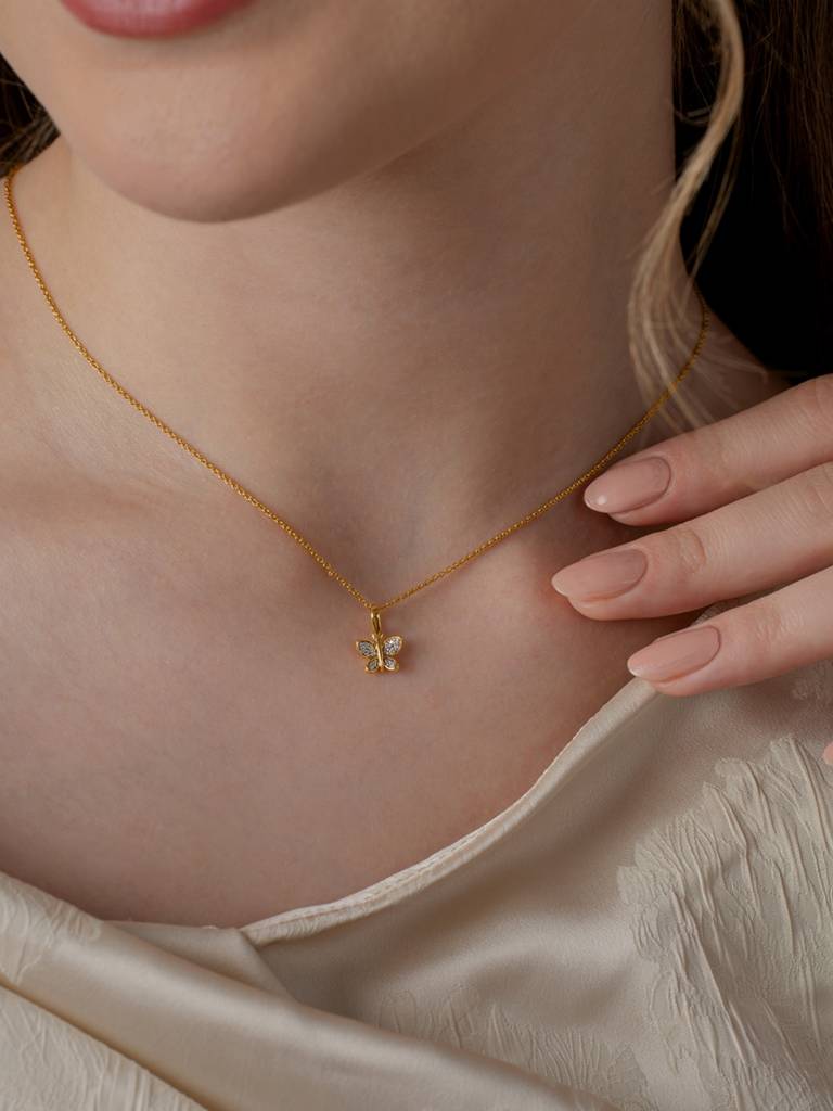 Full Diamond Pendant 925 Sterling Silver 18Kt Gold Vermeil Jewellery For Women : QC115003_Y