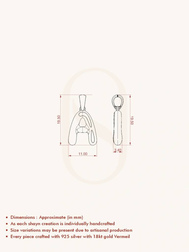 Initial Pendant 925 Sterling Silver 18Kt Gold Vermeil Jewellery For Women : QC120001_Y