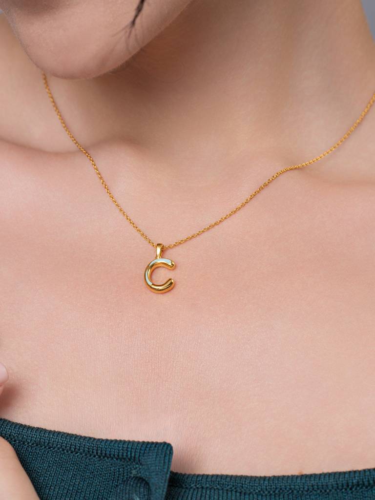 Initial Pendant 925 Sterling Silver 18Kt Gold Vermeil Jewellery For Women : QC120003_Y