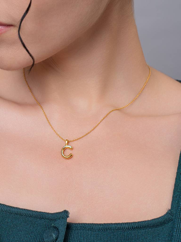Initial Pendant 925 Sterling Silver 18Kt Gold Vermeil Jewellery For Women : QC120003_Y