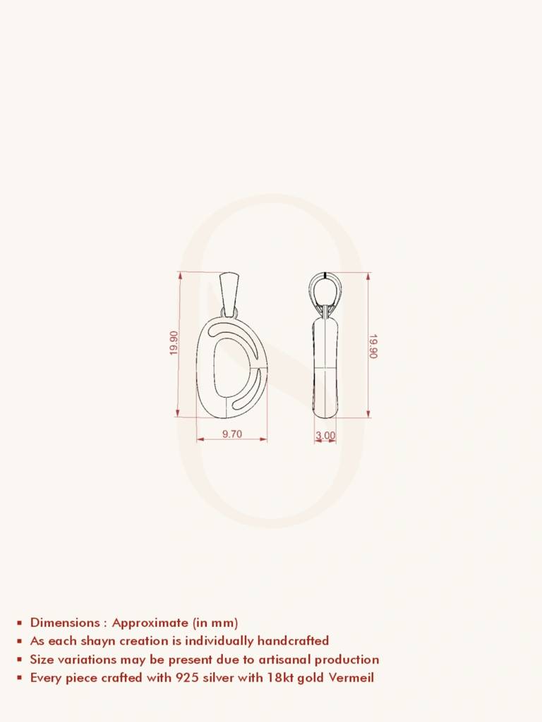 Initial Pendant 925 Sterling Silver 18Kt Gold Vermeil Jewellery For Women : QC120004_Y
