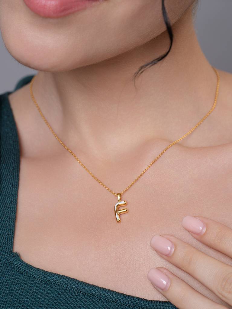 Initial Pendant 925 Sterling Silver 18Kt Gold Vermeil Jewellery For Women : QC120006_Y